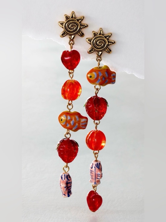 Free People Jewelry - NWT Free People Euro Summer Fish & Bead Drop Earrings